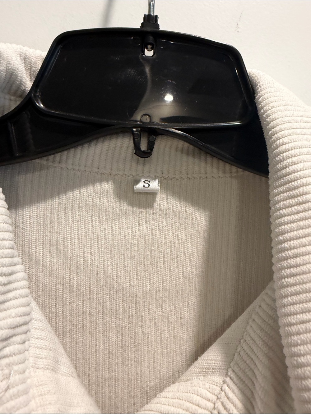 Cream Ribbed Button-Up Shacket - Picture 4 of 5